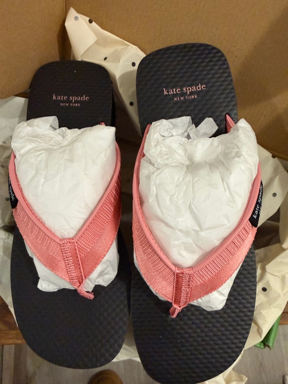 kate spade Pink Strap Black Flip Flop Sandal